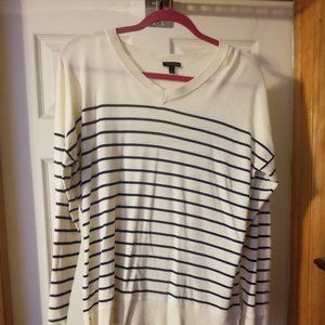 Talbots Ivory Sweater with Navy Stripes - Large